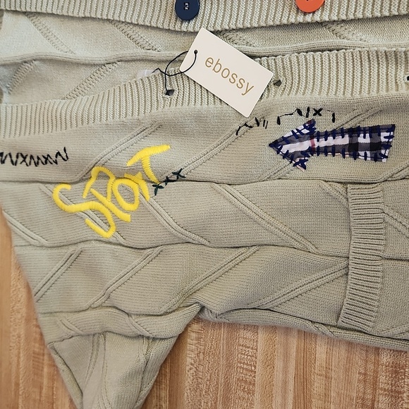 EBOSSY Women’s Cable Knit Long Sleeve Embroidered Cardigan, size M - Picture 3 of 12